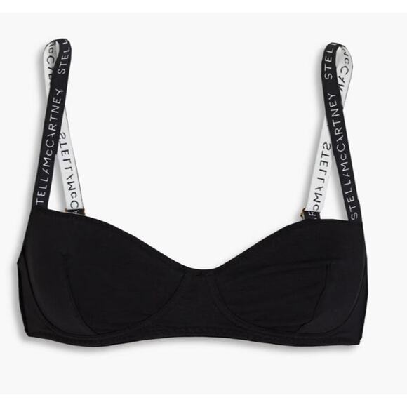 STELLA MCCARTNEY Stretch cotton jersey balconette bra black